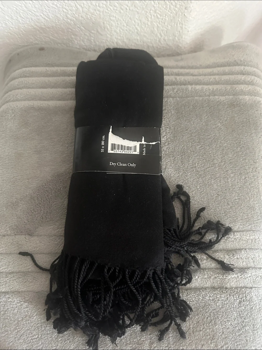 pashmina Black Fringed Style Wrap